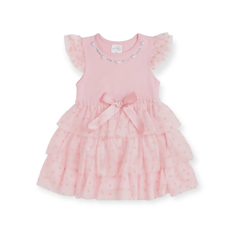 Sweet Wink Flocked Heart SS Tutu Dress