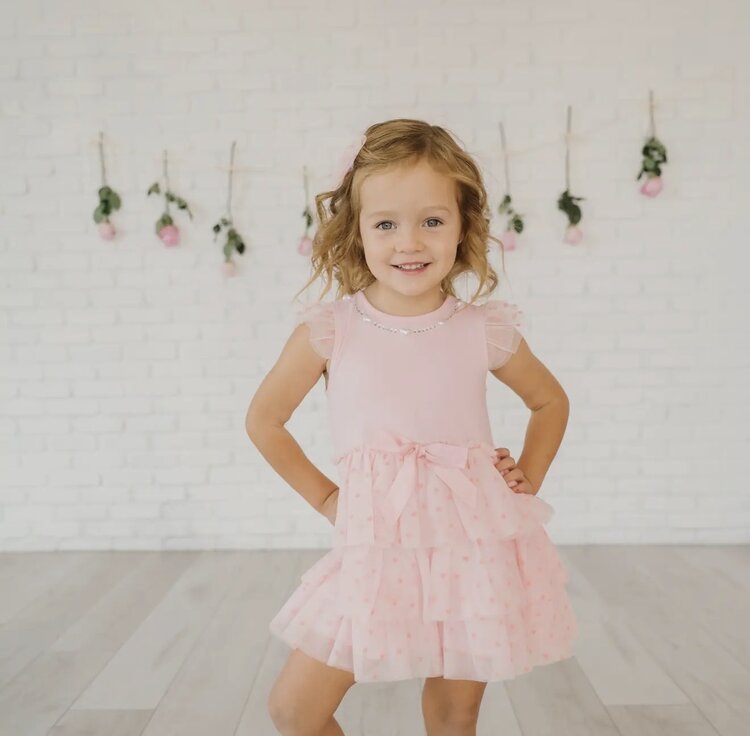 Sweet Wink Flocked Heart SS Tutu Dress