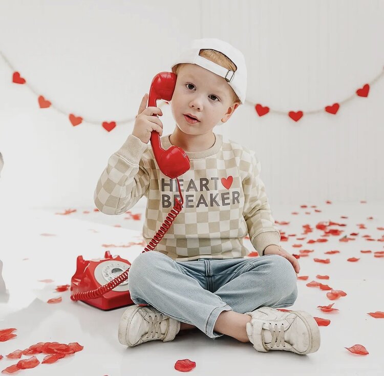 Sweet Wink Heartbreaker Checkered Sweatshirt