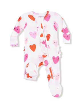 Angel Dear Happy Hearts Ruffle Zip Footie