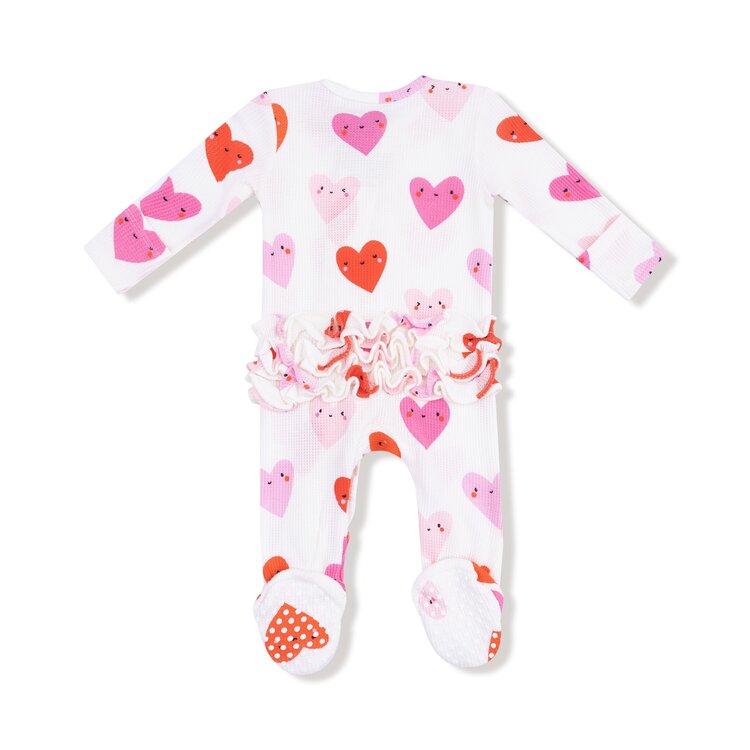 Angel Dear Happy Hearts Ruffle Zip Footie