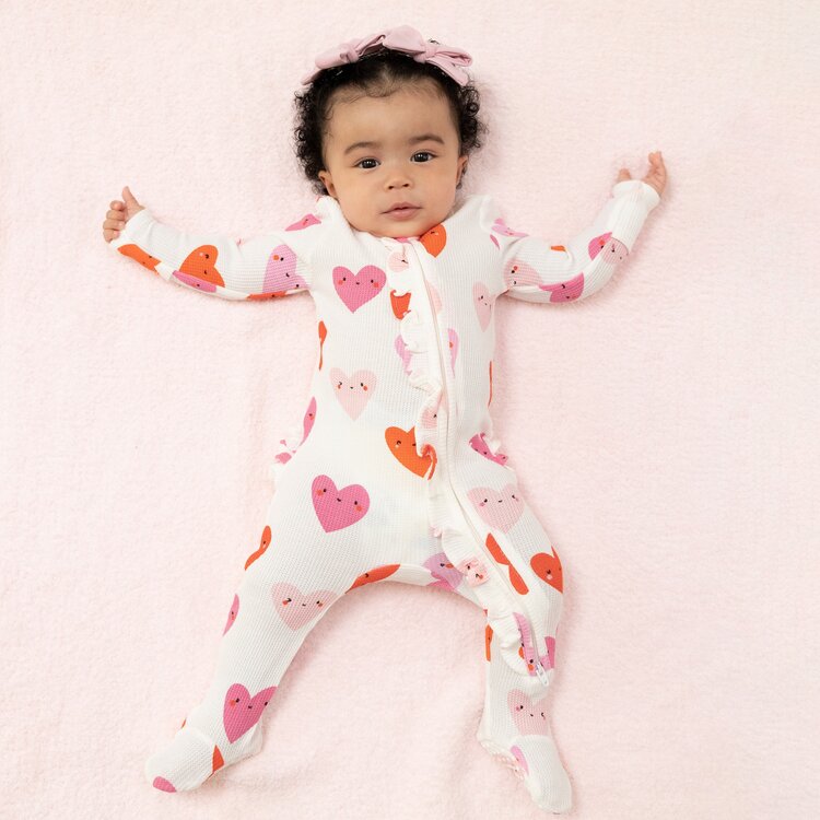 Angel Dear Happy Hearts Ruffle Zip Footie