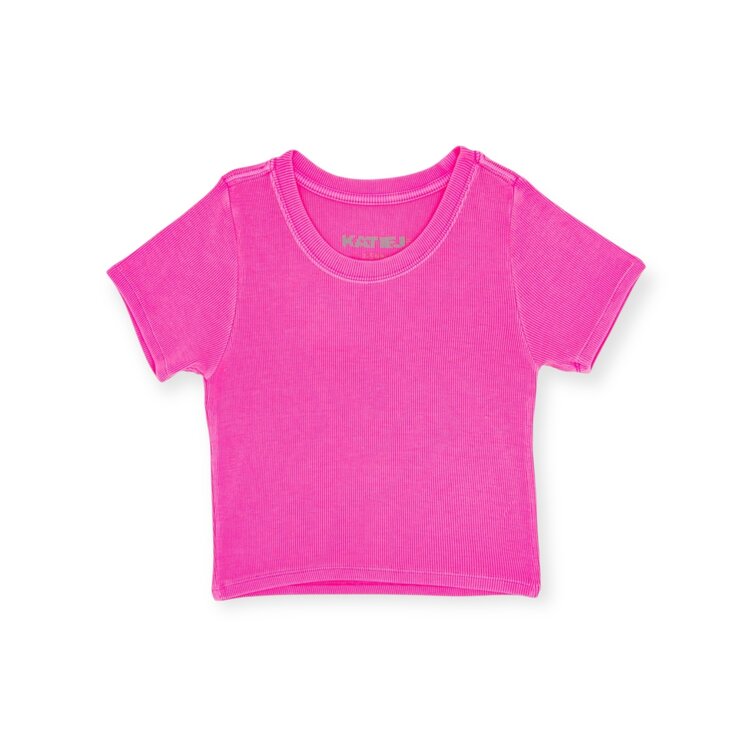Katie J NYC Livi Ribbed Babydoll Crop Tee