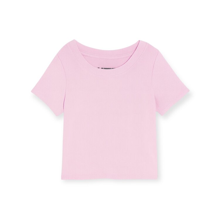 Katie J NYC Livi Ribbed Babydoll Crop Tee