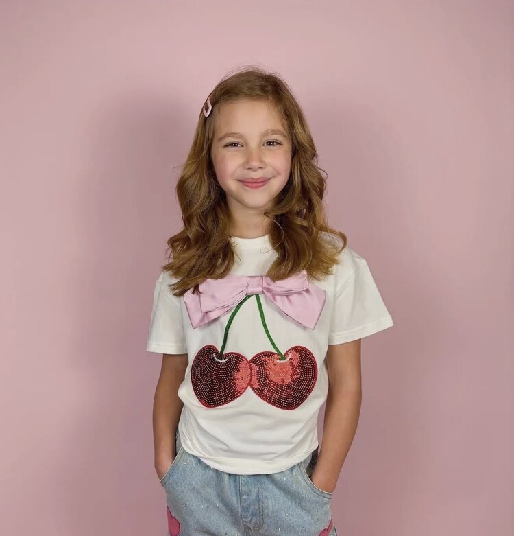 Three Wildflower Designs Cherry Bow Patch Tee