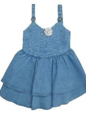 Mini Dreamers Savannah Crystal Rose Denim Dress