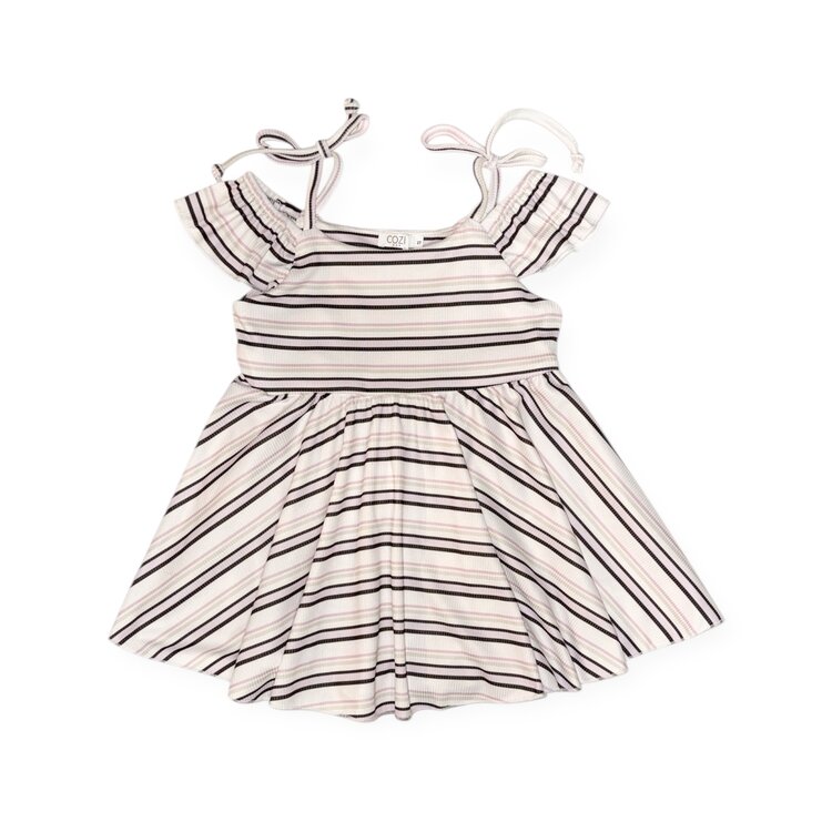 Cozii Stripe Ruffle Sleeve Dress