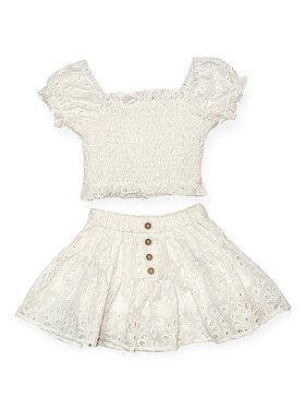 Tweenstyle Eyelet Smocked Skirt Set