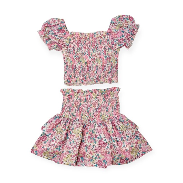 Tweenstyle Sweet Floral Smocked Skirt Set