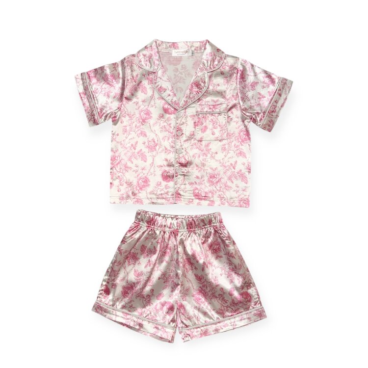 Tweenstyle Pink Floral Satin Lounge Set