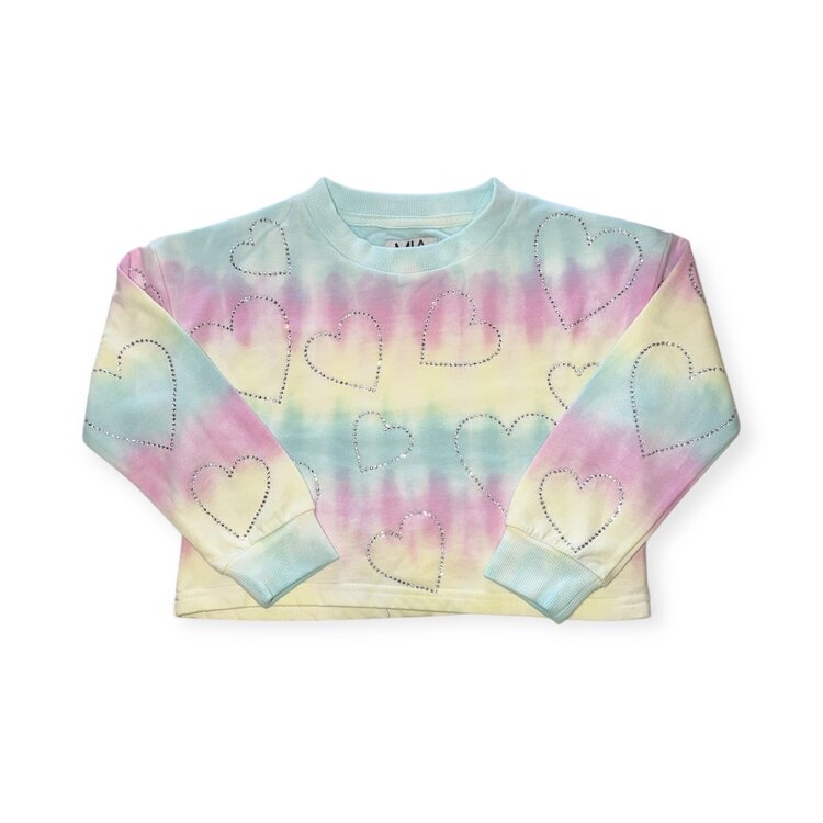 Mia New York Tie Dyed Crystal Hearts Sweatshirt