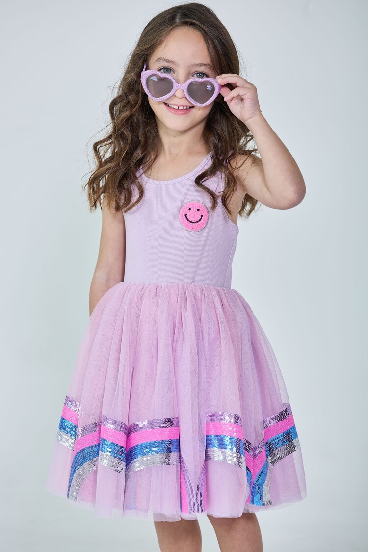 Dollfaced Kids Smiley Rainbow Tank Dress