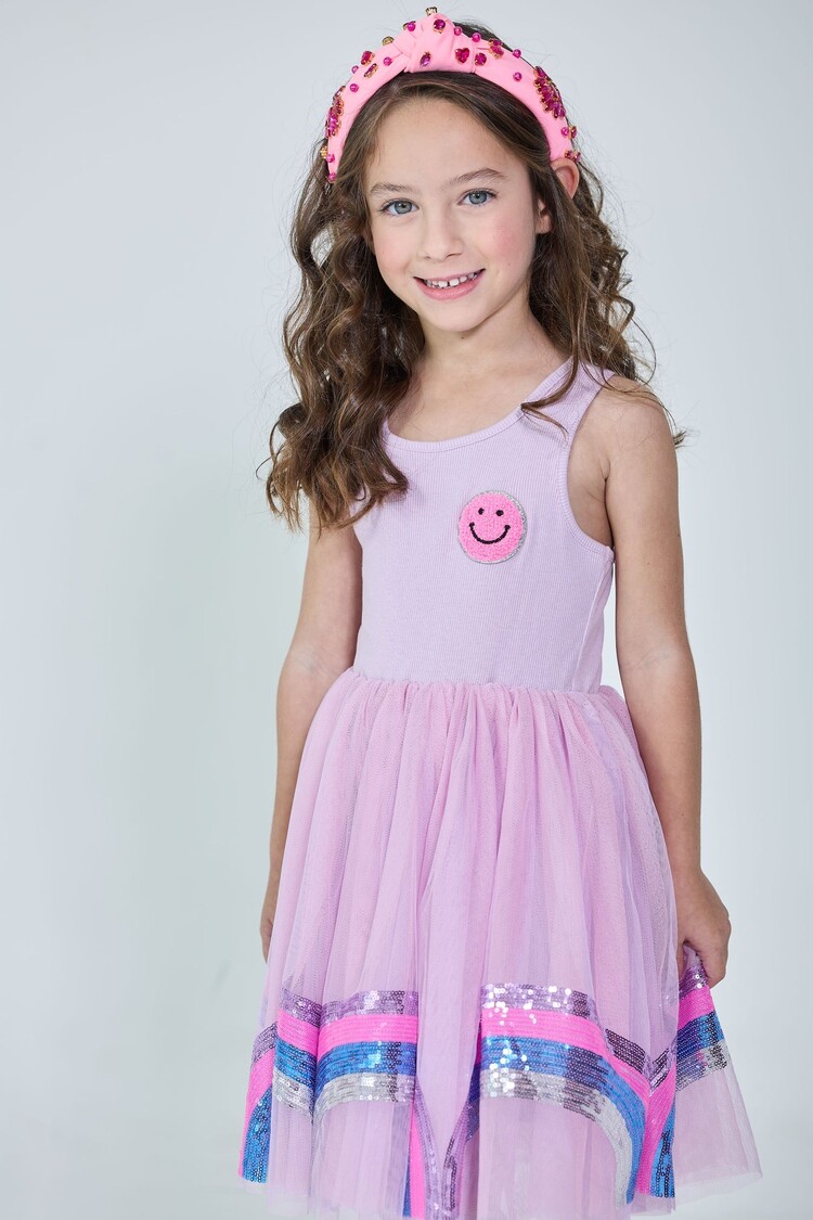 Dollfaced Kids Smiley Rainbow Tank Dress