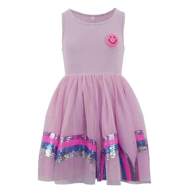 Dollfaced Kids Smiley Rainbow Tank Dress