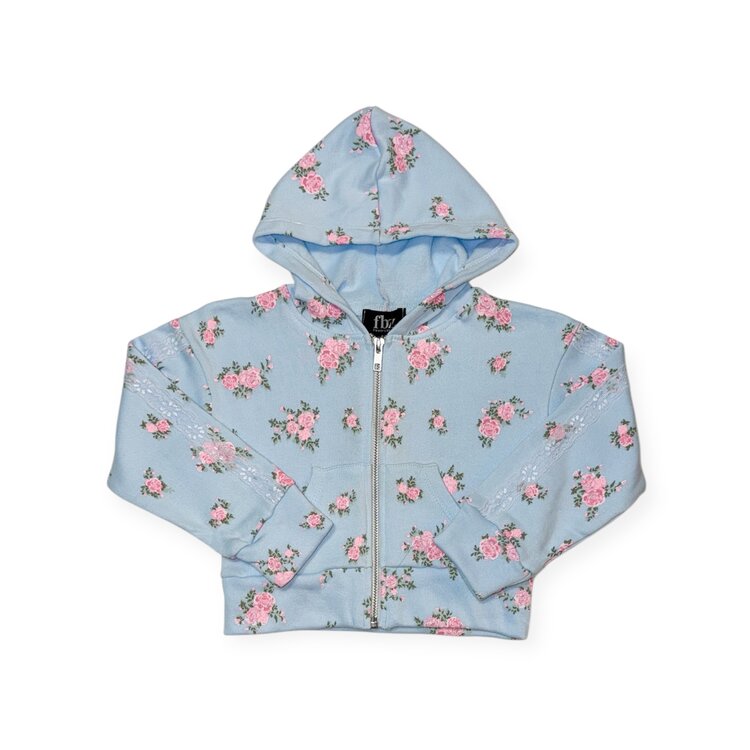 Flowers by Zoe Cabbage Rose Zip Hoodie