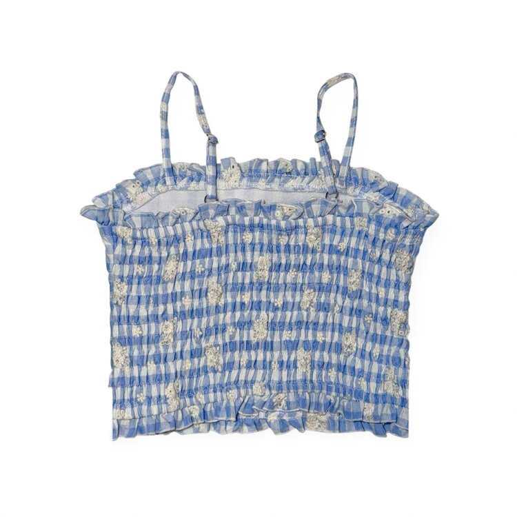 Flowers by Zoe Embroiderd Floral Gingham Top