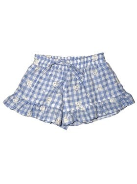 Flowers by Zoe Embroidered Floral Gingham Shorts