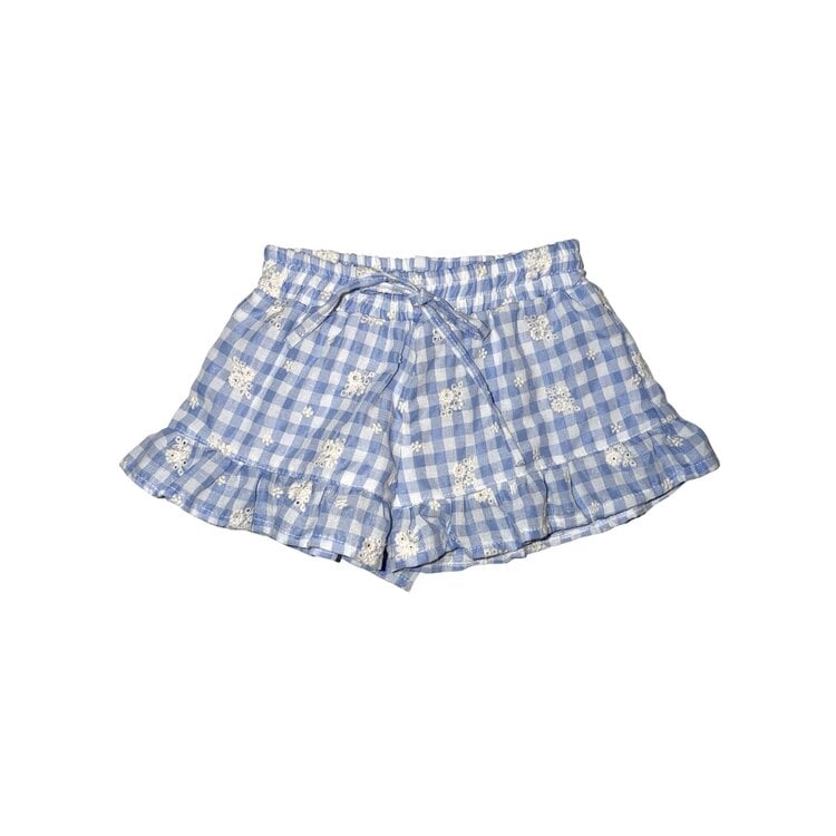 Flowers by Zoe Embroidered Floral Gingham Shorts