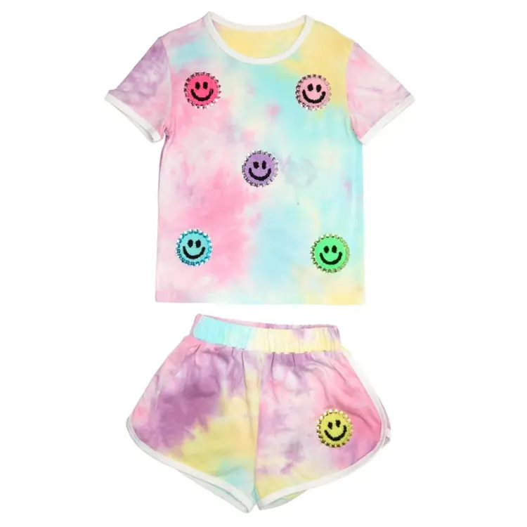 Mini Dreamers Happy Smiley Tie Dye Short Set