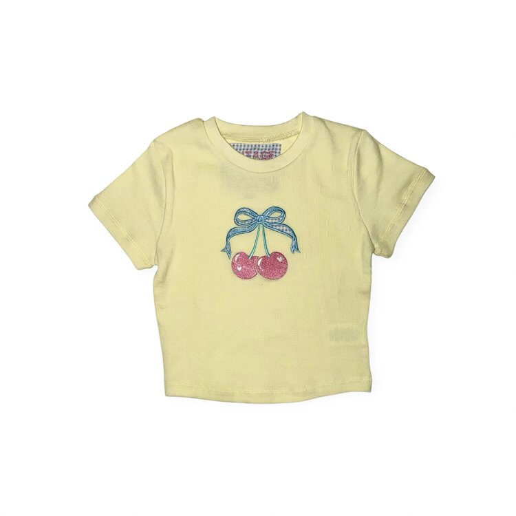 Vintage Havana Cherry Embroidered Ribbed Tee