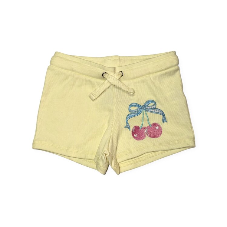 Vintage Havana Cherry Embroidered Ribbed Shorts