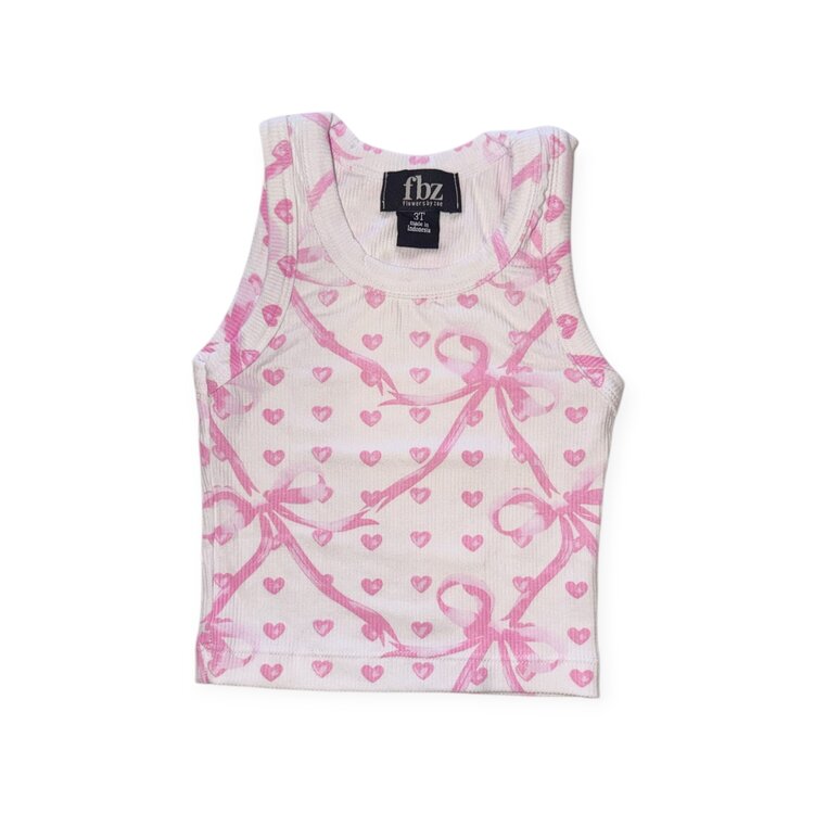 Flowers by Zoe Pink Bow Hearts Tank Top