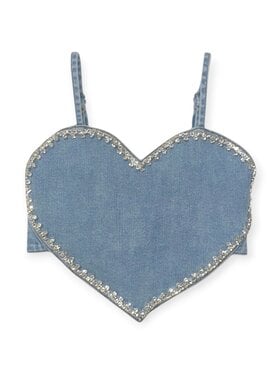 Mini Dreamers Denim Heart Crystal Top