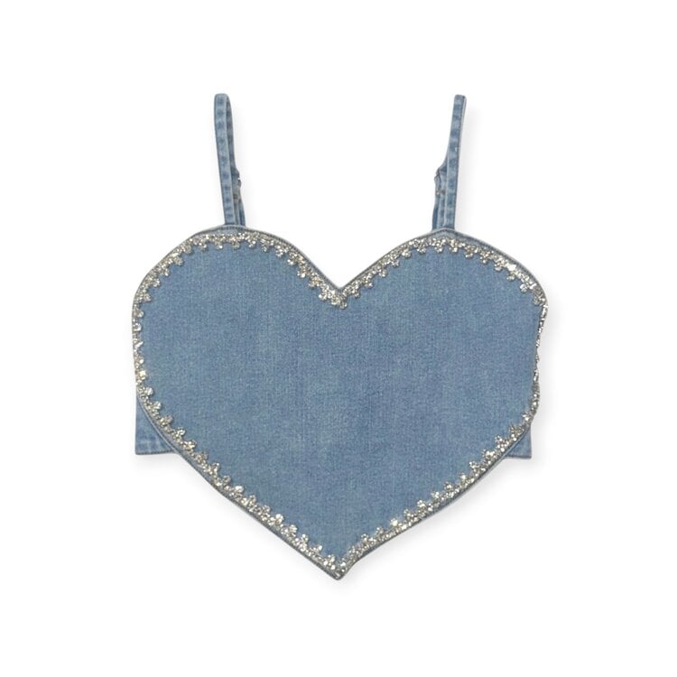 Mini Dreamers Denim Heart Crystal Top