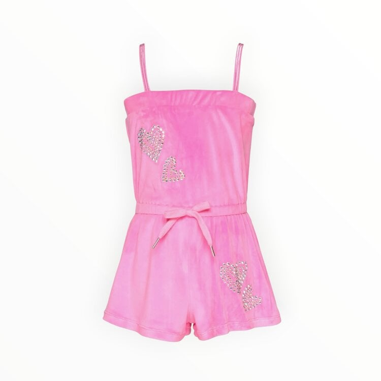 Hannah Banana Crystal Hearts Velour Romper