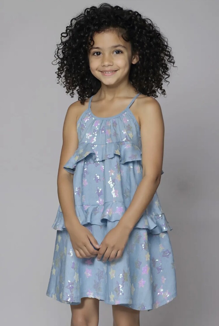 Sara Sara Star Sequin Ruffle Dress