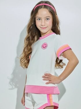Dollfaced Kids Smiley Neon Rainbow Short Set