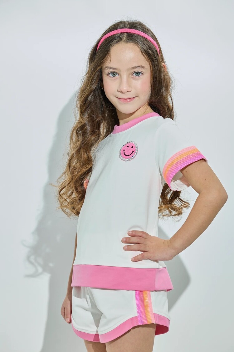 Dollfaced Kids Smiley Neon Rainbow Short Set