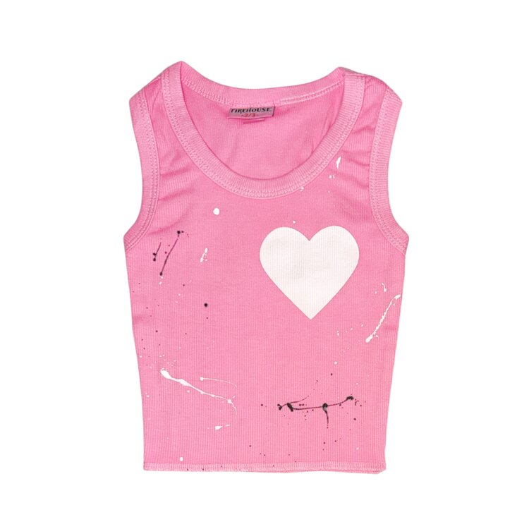 Firehouse White Heart Splattered Tank