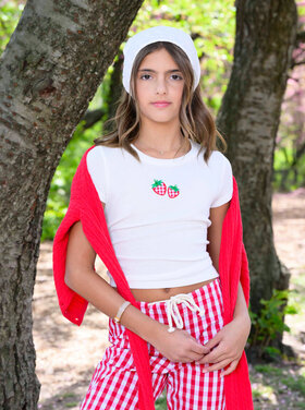 Katie J NYC Strawberry Gingham Tee