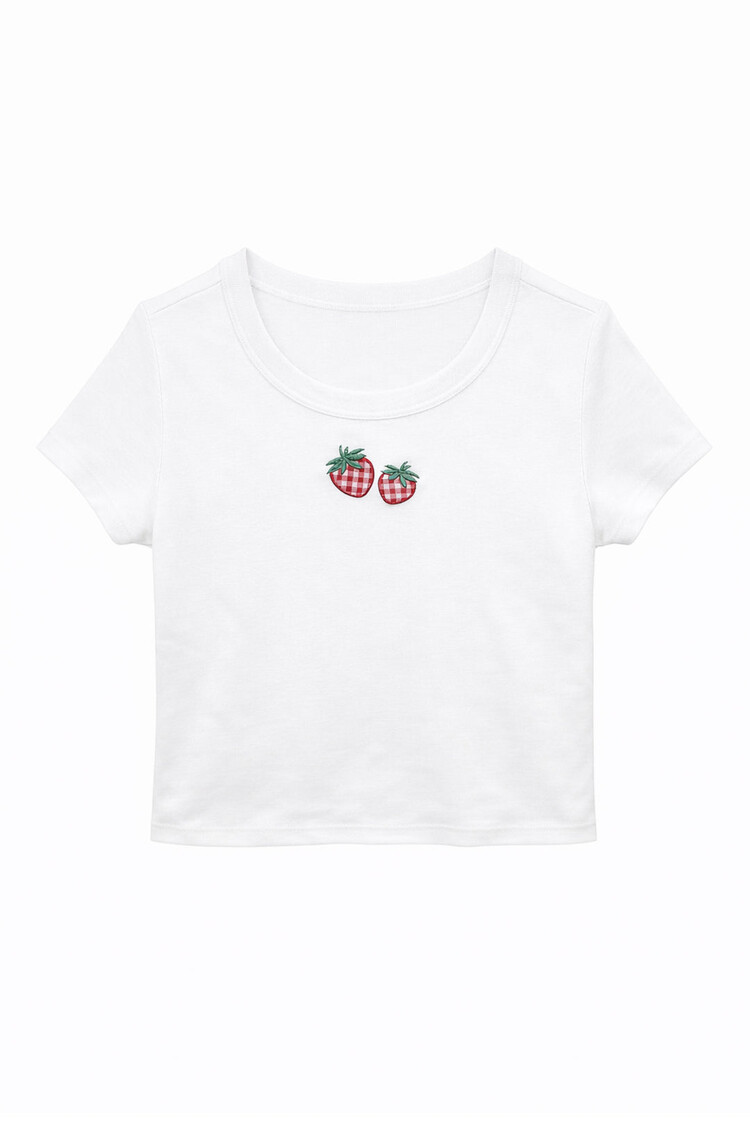 Katie J NYC Strawberry Gingham Tee