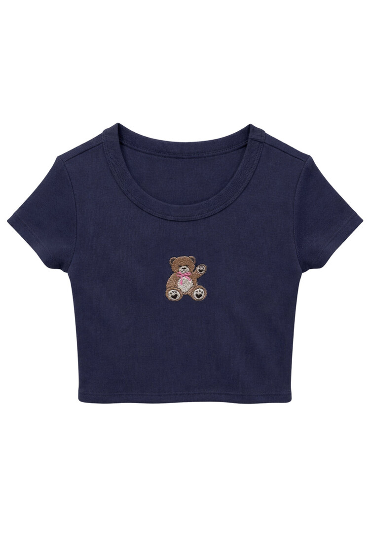Katie J NYC Teddy Bear Embroidered Tee