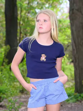 Katie J NYC Teddy Bear Embroidered Tee