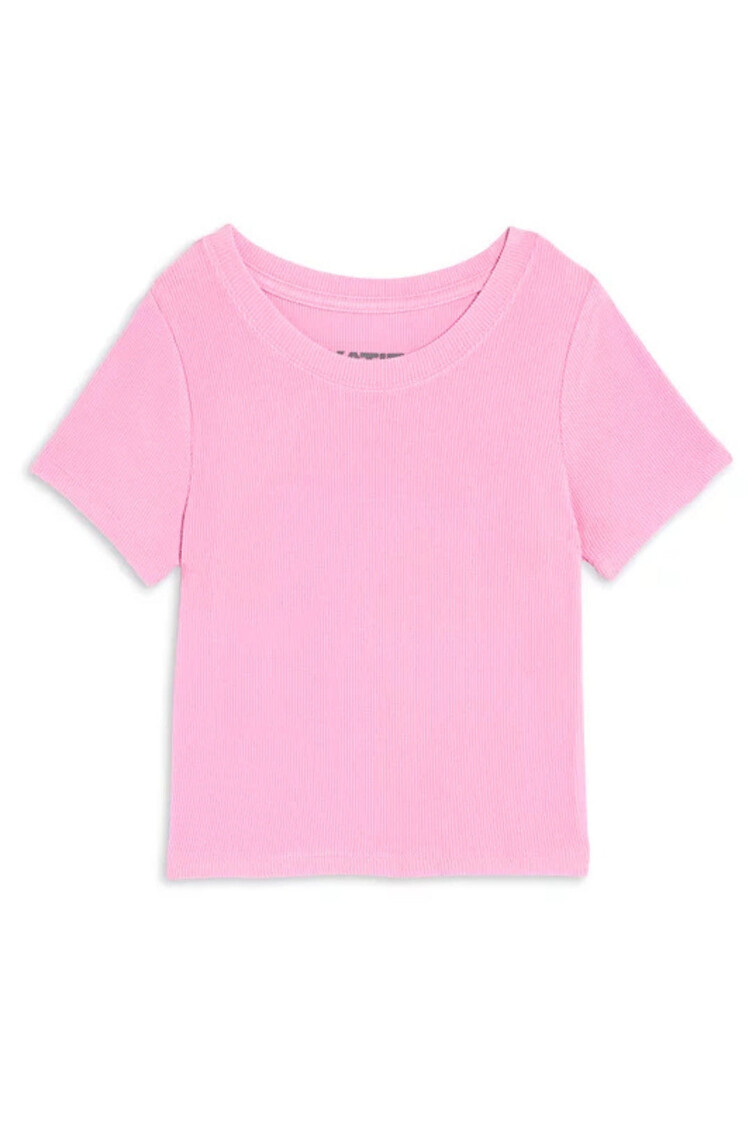 Katie J NYC Livi Ribbed Babydoll Crop Tee