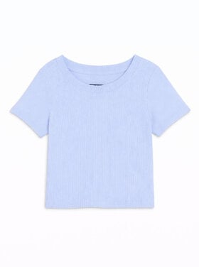 Katie J NYC Livi Ribbed Babydoll Crop Tee