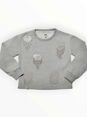 Mia New York Fringe Crystal Hearts Sweatshirt