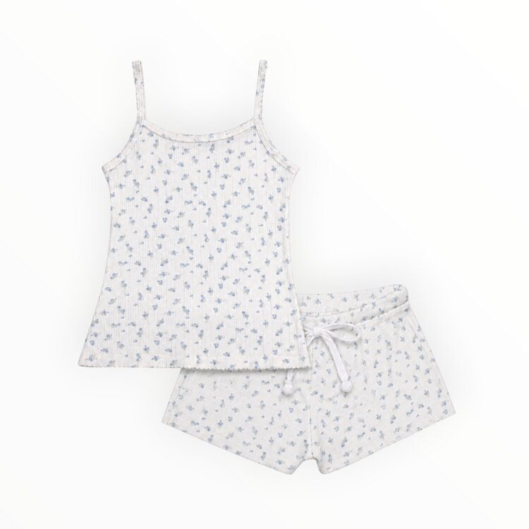 Iscream Blue Floral Pointelle Cami/Short Set