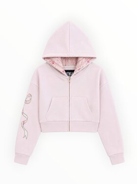 Katie J NYC Dylan Bow Crop Zip Hoodie