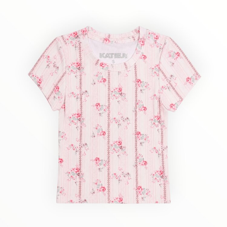Katie J NYC Rose Floral Stripe Livi Tee