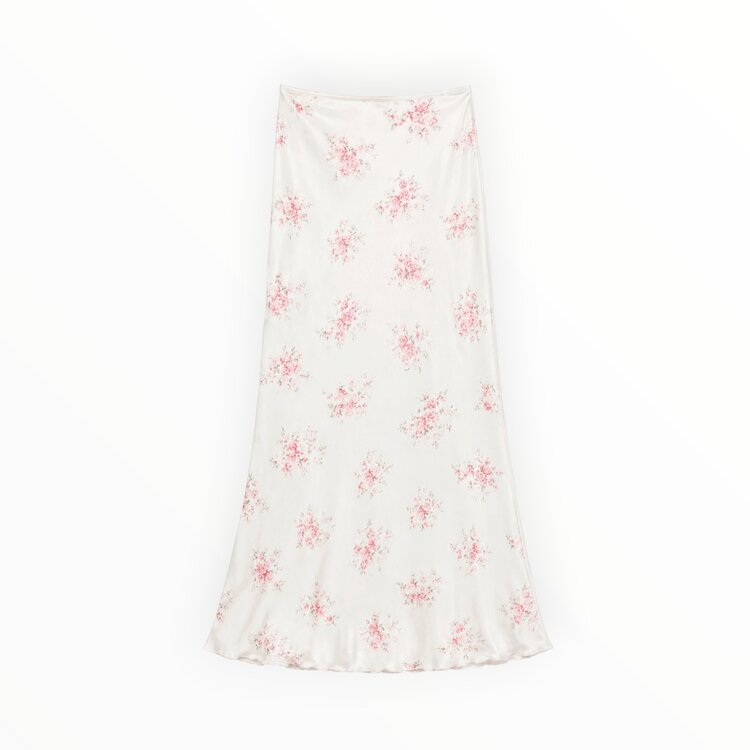Flowers by Zoe Floral Satin Maxi Skirt