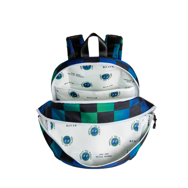 STATE Bags Blue Checkerboard Kane Double Backpack