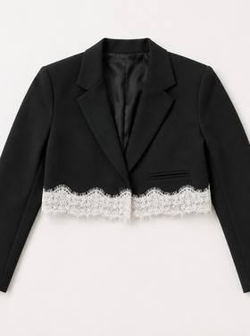 Flowers by Zoe Contrast Lace Crop Blazer