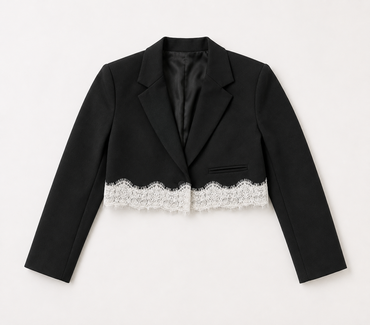 Flowers by Zoe Contrast Lace Crop Blazer