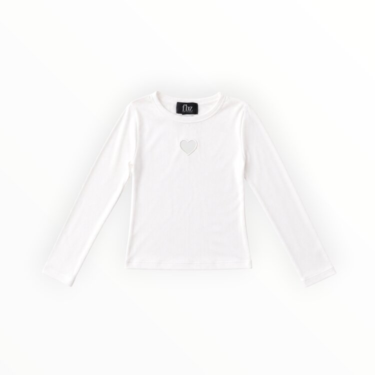 Flowers by Zoe Heart Cut Out Ribbed LS Top