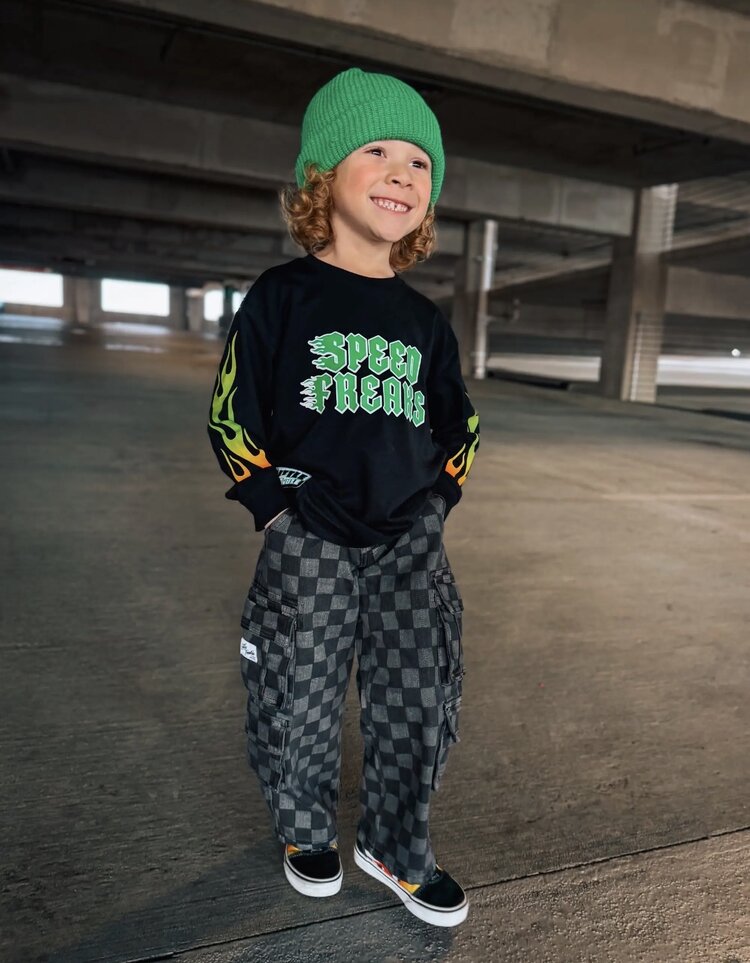 Little Trouble Checkered Baggy Jeans