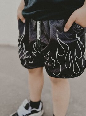 Little Trouble Heater Flame Mesh Shorts